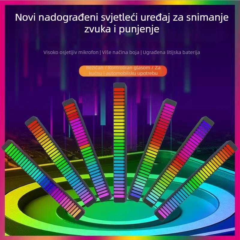 Pravokutno RGB LED ambijentalno svjetlo s glasovnim upravljanjem i ritmom glazbe, USB napajanje