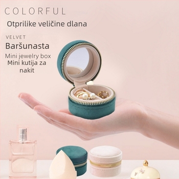 Kutija za nakit od baršuna, korejskog stila, mekana konstrukcija, jednobojni uzorak, model HNZ041