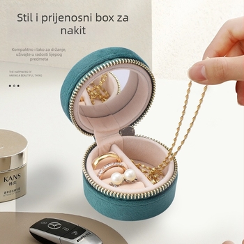 Kutija za nakit od baršuna, korejskog stila, mekana konstrukcija, jednobojni uzorak, model HNZ041