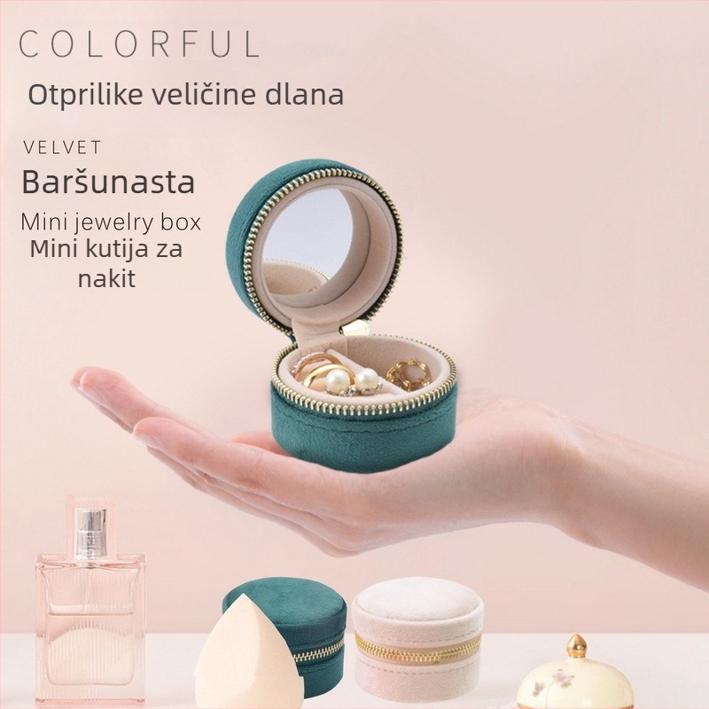 Kutija za nakit od baršuna, korejskog stila, mekana konstrukcija, jednobojni uzorak, model HNZ041
