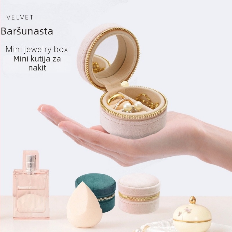 Kutija za nakit od baršuna, korejskog stila, mekana konstrukcija, jednobojni uzorak, model HNZ041