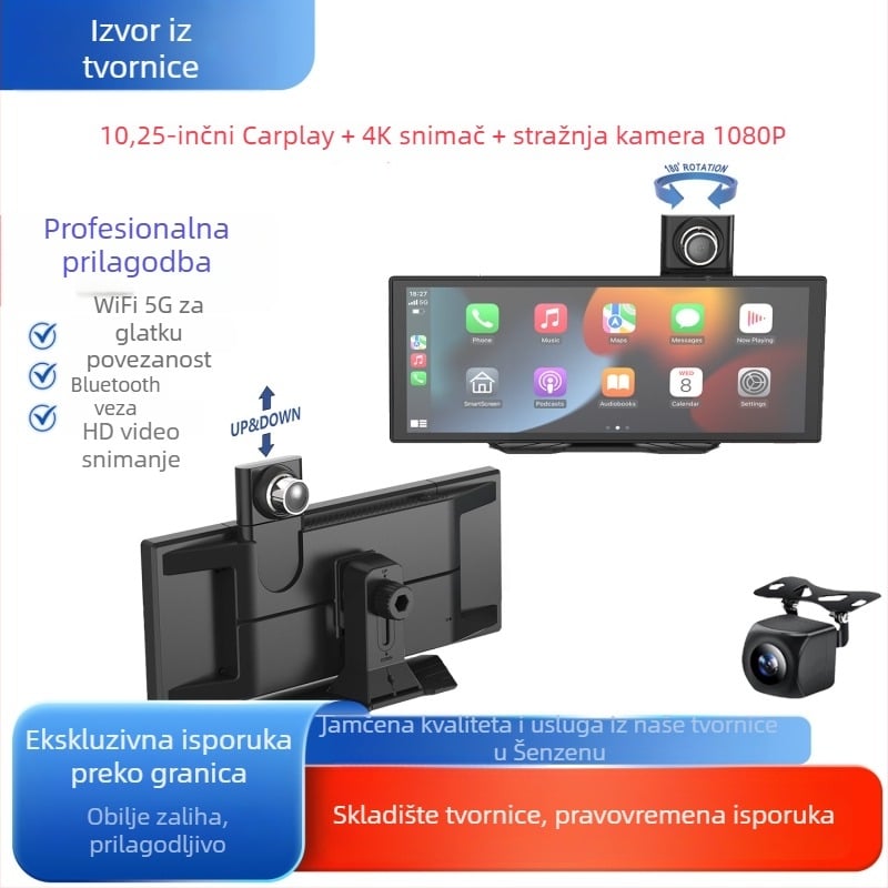 Bežični CarPlay dash cam CP13, 1080p, Android OS, kapacitivni zaslon, univerzalna kompatibilnost