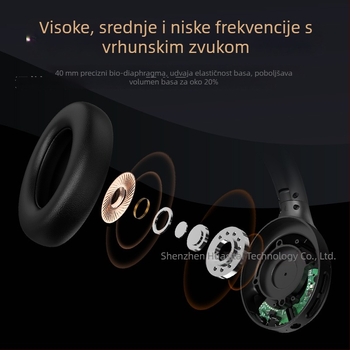 Bežične slušalice s aktivnim otklanjanjem šuma, Bluetooth 5.4, 8 sati baterije, sklopive, prilagodljiv logo