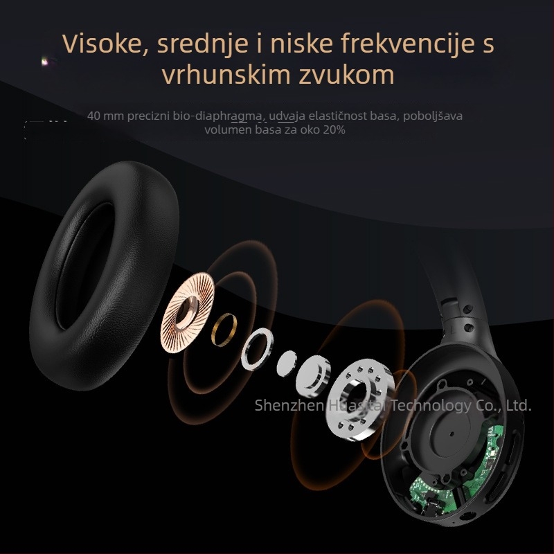 Bežične slušalice s aktivnim otklanjanjem šuma, Bluetooth 5.4, 8 sati baterije, sklopive, prilagodljiv logo