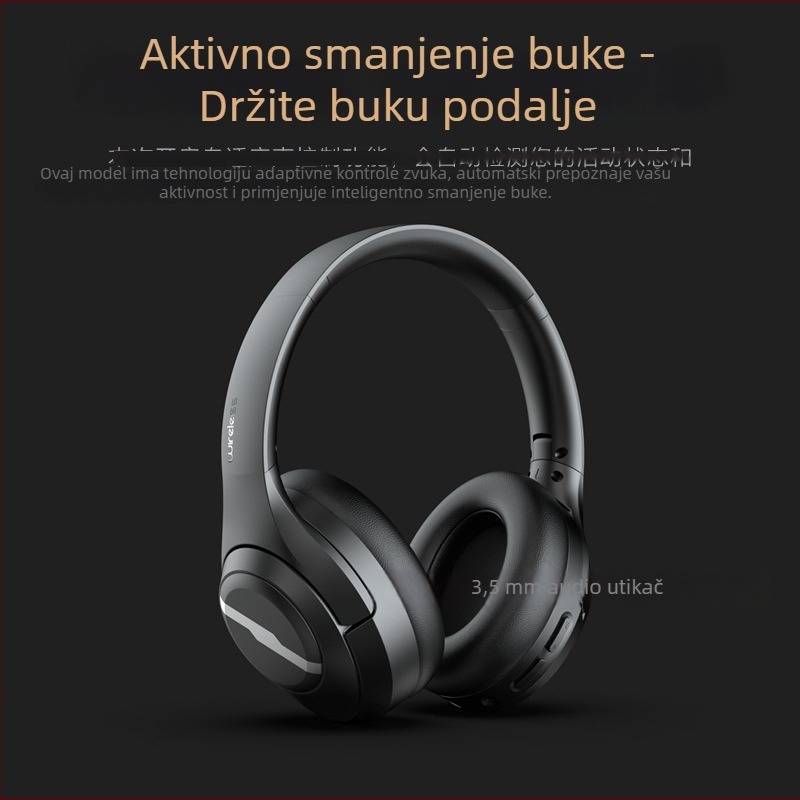 Bežične slušalice s aktivnim otklanjanjem šuma, Bluetooth 5.4, 8 sati baterije, sklopive, prilagodljiv logo