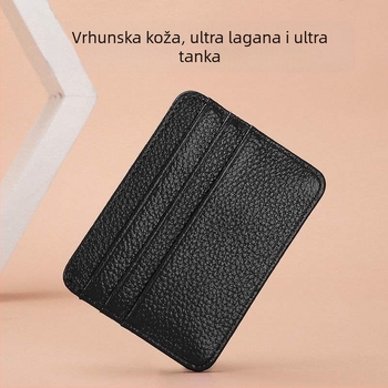 Ultra-tanki kožni držač kartica s zaštitom od demagnetizacije, kompaktni držač kartica s više pretinaca i mini novčanik za kovanice