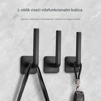 L-oblik kuka-polica za kupaonicu, bez bušenja, ABS, moderan minimalistički stil, nosivost 5 kg, višefunkcionalna kuka za ključeve i kablove, brenda Leyi
