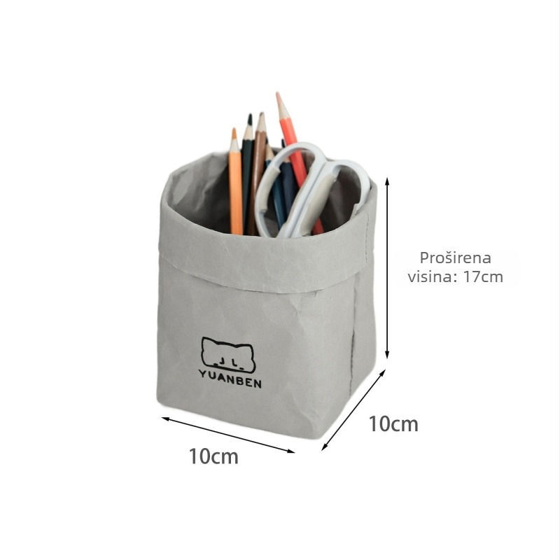 Unutarnja viseća torba za pohranu u automobilu od Kraft papira, vodootporna, s držačem za čaše i košem za smeće (Cotton Road, Kraft Paper Storage Bucket, japanski stil)