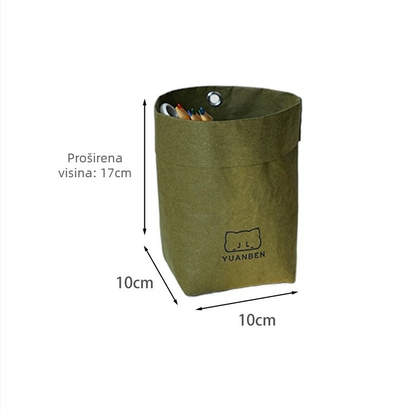 Unutarnja viseća torba za pohranu u automobilu od Kraft papira, vodootporna, s držačem za čaše i košem za smeće (Cotton Road, Kraft Paper Storage Bucket, japanski stil)