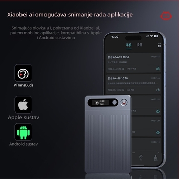 VORMOR M1 snimački olovak s dvostrukim načinom snimanja, MP3 format, domet snimanja do 5 m, trostruki sustav mikrofona (2 usmjerena mikrofona + 1 vibracijski mikrofon), Type-C sučelje