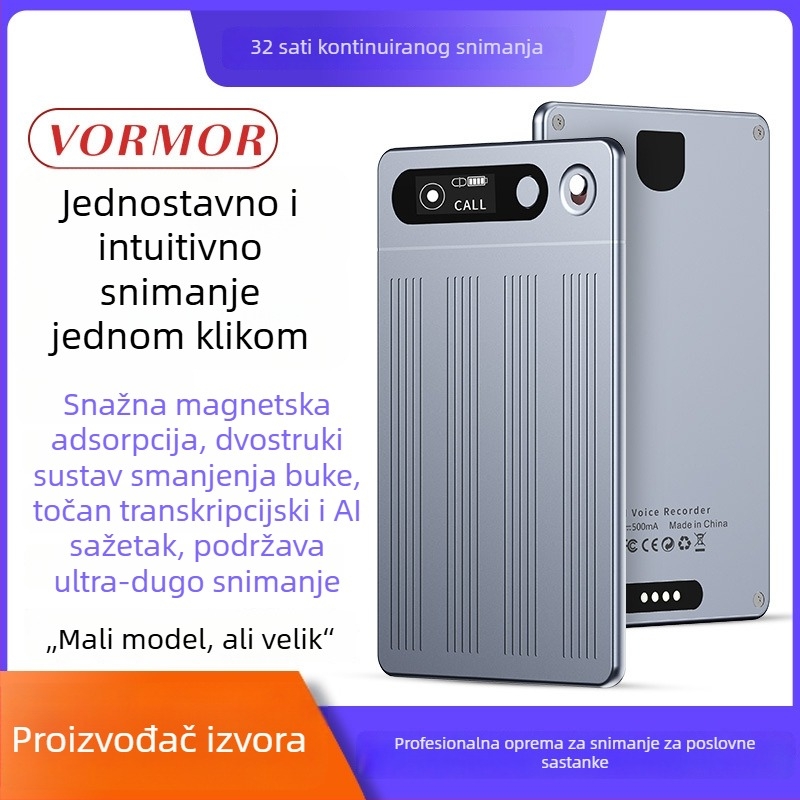 VORMOR M1 snimački olovak s dvostrukim načinom snimanja, MP3 format, domet snimanja do 5 m, trostruki sustav mikrofona (2 usmjerena mikrofona + 1 vibracijski mikrofon), Type-C sučelje