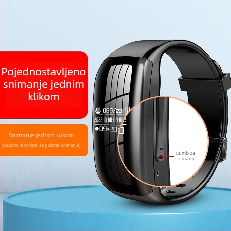 Narukvica za snimanje WAV, 1800 minuta, TF kartica, USB 2.0, bez zaslona