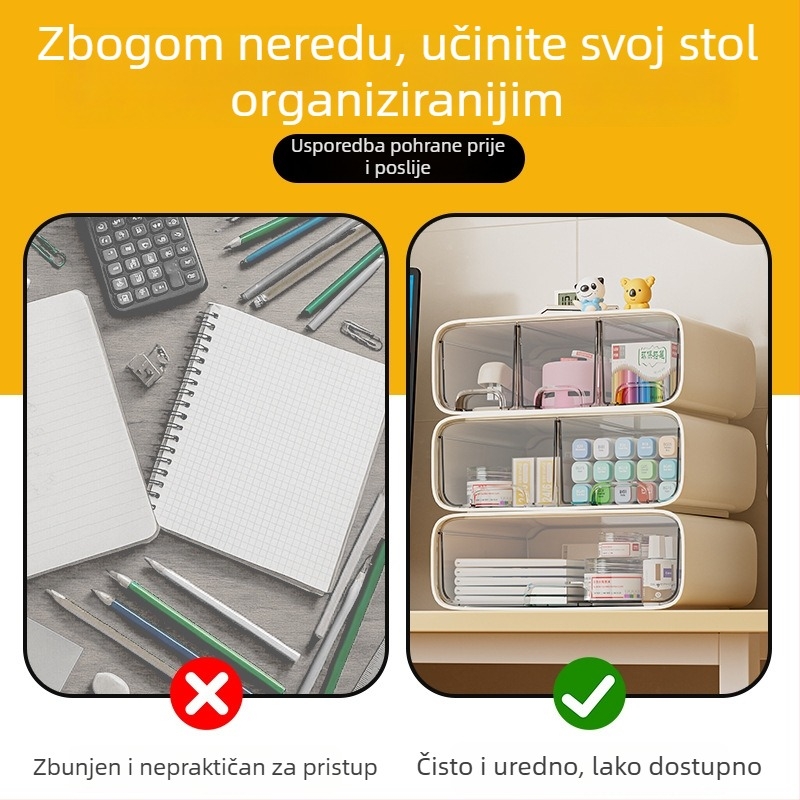 Stolna kutija za pohranu – višeslojni ormarić s ladicama i pregradama, 12 L kapaciteta, model 2501, plast (As+PS), mogućnost slaganja