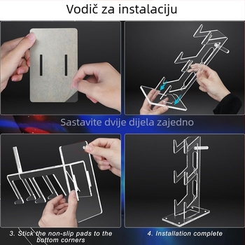 3-slojni akrilni stolni stalak za prikazivanje gamepada i nosač slušalica, moderan minimalistički dizajn, višenamjenski i odvojiv
