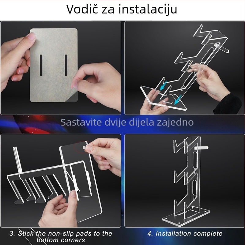 3-slojni akrilni stolni stalak za prikazivanje gamepada i nosač slušalica, moderan minimalistički dizajn, višenamjenski i odvojiv