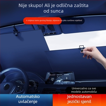 Auto sjenilo za prednje staklo, Automatska zavjesa, PVC, Ugradbena instalacija, Univerzalna kompatibilnost