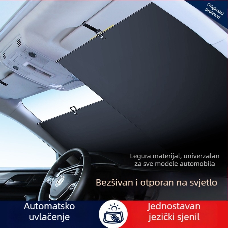 Auto sjenilo za prednje staklo, Automatska zavjesa, PVC, Ugradbena instalacija, Univerzalna kompatibilnost
