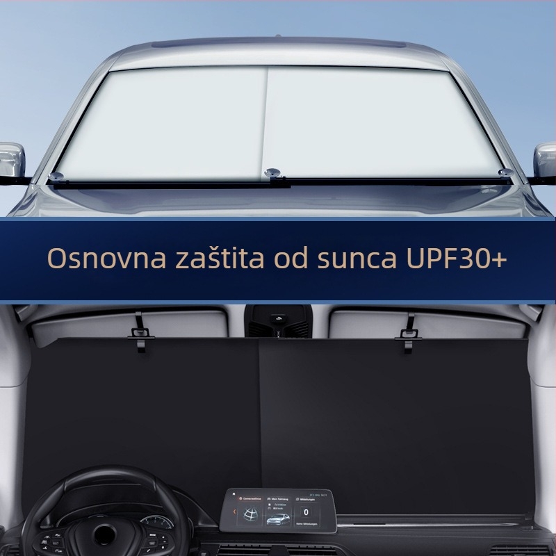 Auto sjenilo za prednje staklo, Automatska zavjesa, PVC, Ugradbena instalacija, Univerzalna kompatibilnost