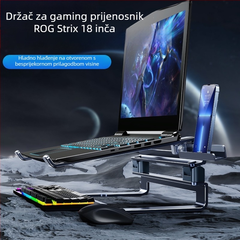 Stojalo za laptop 04118, aluminijska legura, univerzalna kompatibilnost, uspravni dizajn, hlađenje