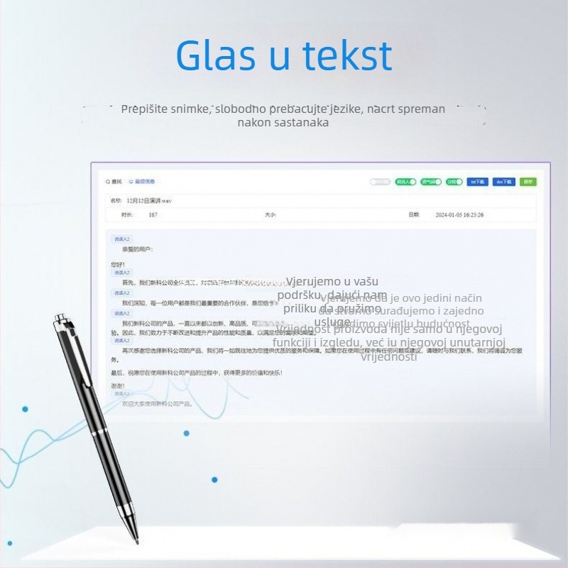 AI olovka za snimanje s prijevodom glasa u tekst, usmjeren mikrofon, nema proširivu memorijsku karticu, nema snimanja videa