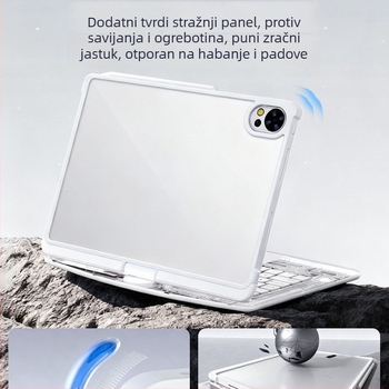 Prozirno okretno kućište za zaštitu tipkovnice s pozadinskim osvjetljenjem i stalkom za Huawei MatePad Air 12 i 11.5S
