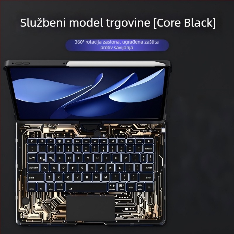Prozirno okretno kućište za zaštitu tipkovnice s pozadinskim osvjetljenjem i stalkom za Huawei MatePad Air 12 i 11.5S