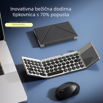 Bežična Bluetooth tipkovnica s magnetnim držačem, trodijelnim sklopivim dizajnom; univerzalna za telefone i tablete; ABS+PU; težina 0,4 kg.