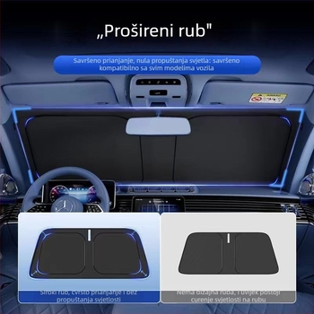 Jasdy Univerzalni auto sunshade za prednje staklo, aluminijska folija, karirani uzorak, jednostavan dizajn, ugradnja karticom
