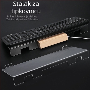 Stalak za tipkovnicu na stolu, prozirni akrilni držač, podignuta podrška za stolni PC i prijenosno računalo, jednoslojni dizajn