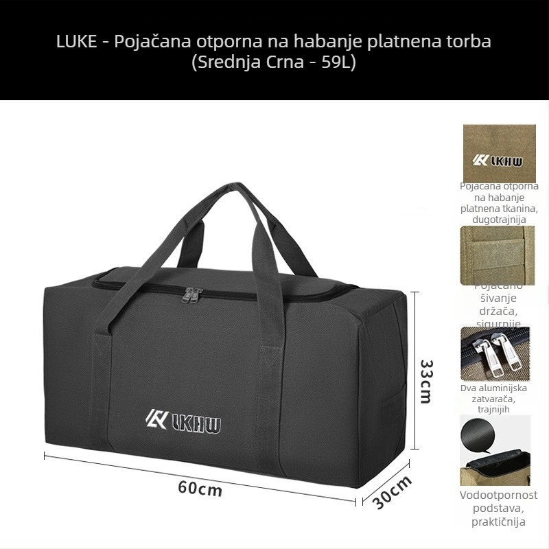 Ruke Vanjska Deblja Platnena Torba Za Kampiranje I Putovanja – Kapacitet 56–75L, Otporna Na Habanje, Unutarnja Podstava Poliester