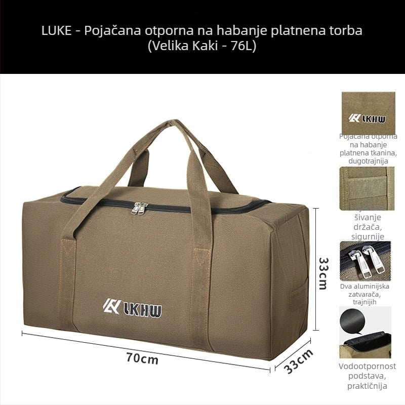 Ruke Vanjska Deblja Platnena Torba Za Kampiranje I Putovanja – Kapacitet 56–75L, Otporna Na Habanje, Unutarnja Podstava Poliester