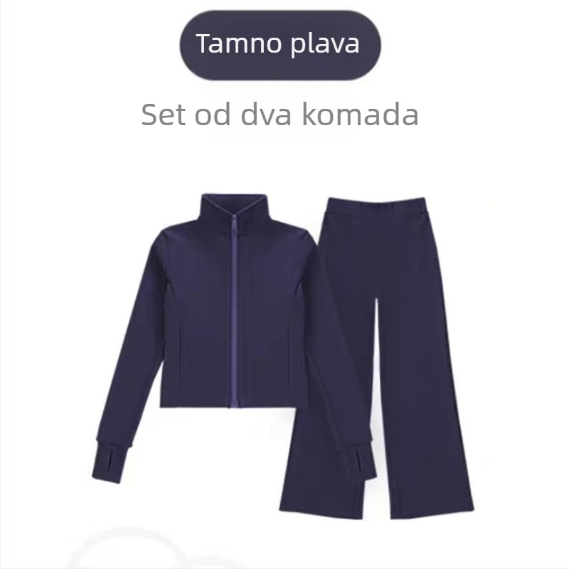 Dječji dvodijeljni set za ples – baletna majica s dugim rukavima i jakna sa zipom