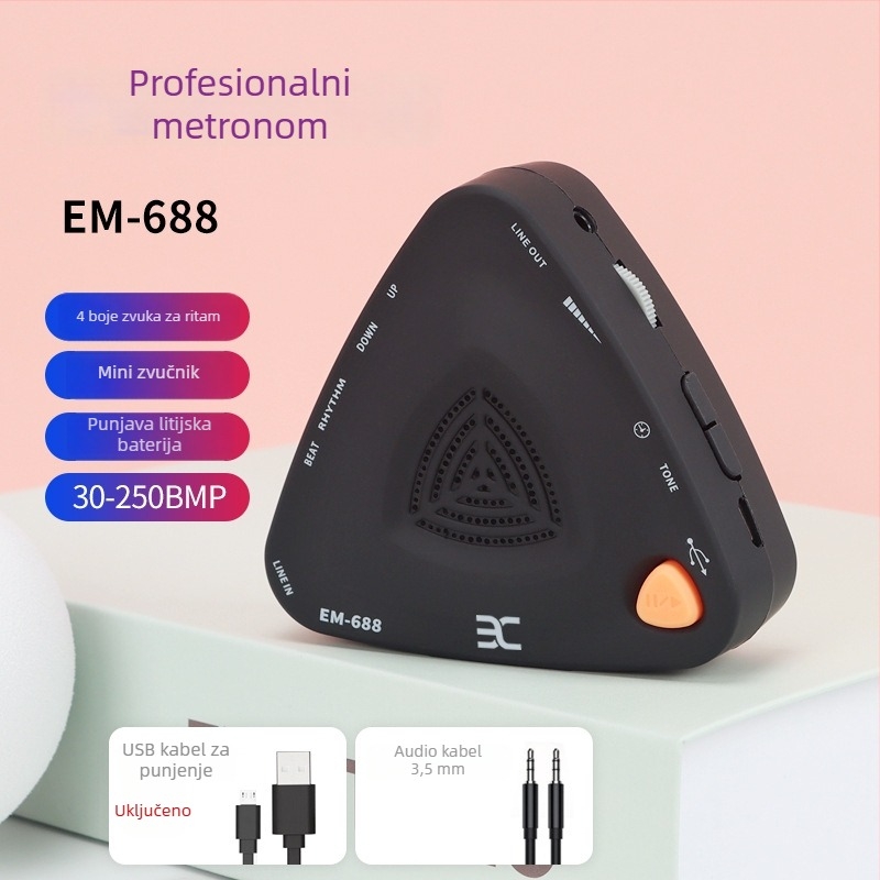 Eno EM-688 Elektronički metronom s tunerom i promjenjivim tonom za klavir, gitaru, Guzheng, Pipa, Erhu i udaraljke – metronom za glazbene ispite