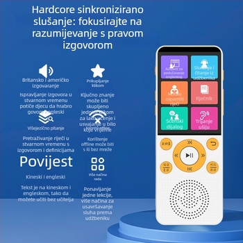 Prenosni uređaj za slušanje i ponavljanje engleskog za učenike (8 GB memorije, Bluetooth, LCD zaslon, baterija koja se puni)