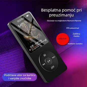 Prijenosni MP4/MP3 player s utorom za karticu i zaslonom, vanjski zvučnik