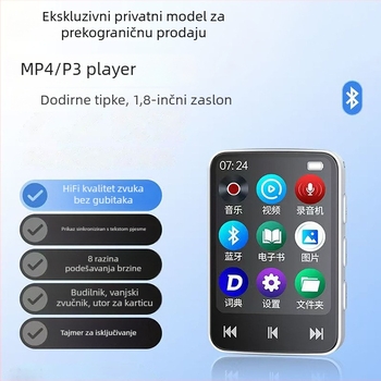 Bluetooth MP3/MP4 prijenosni player za učenike — slušanje glazbe, čitanje elektroničkih knjiga, slušanje engleskog jezika, snimanje zvuka