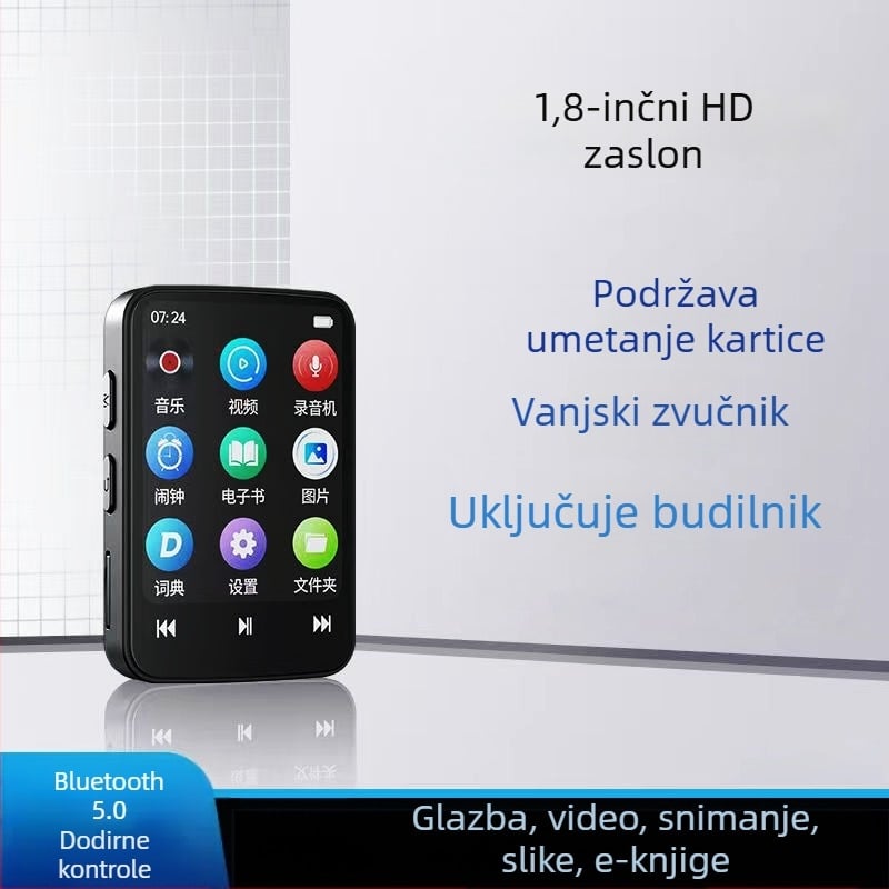 Bluetooth MP3/MP4 prijenosni player za učenike — slušanje glazbe, čitanje elektroničkih knjiga, slušanje engleskog jezika, snimanje zvuka
