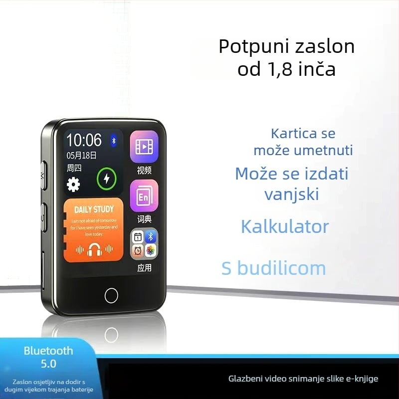 MP4 player s 1.8-inčnim zaslonom osjetljivim na dodir, Bluetooth, snimanje, podrška TF kartici