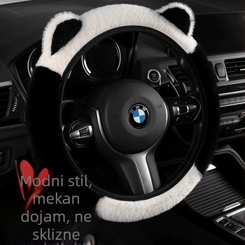 Navlaka za volan automobila, pliš zimi, crtani stil, s mačjim ušima, univerzalna prilagodba — Materijal: sintetička vlakna; Sezona: zima; Ugradnja: univerzalno