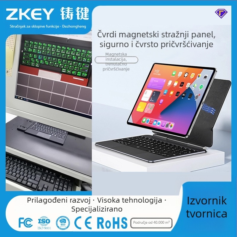 Magnetski nosač tipkovnice za tablete — Bežična Bluetooth tipkovnica, Model M19, Veličina 14, Težina 0.1, Prilagodljiv dizajn