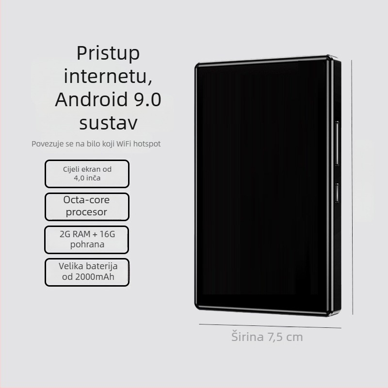 Android glazbeni player s Wi-Fi, Bluetooth, dodirnim zaslonom i podrškom za TF karticu