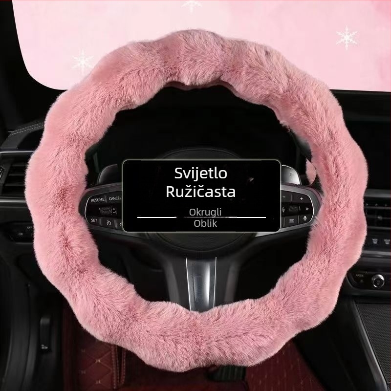 Zimska navlaka za volan od umjetnog pliša s bubble velúrom, protuklizna, univerzalna prilagodba, sladak stil