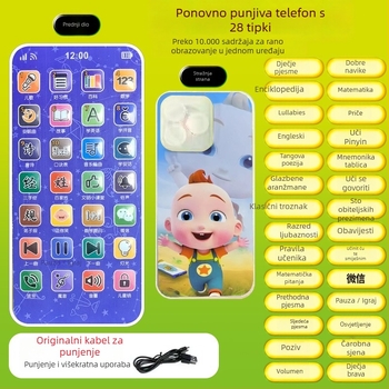 Edukativna igračka za rano učenje – priča, punjivo interaktivno učenje za djecu 0–3 godine, MP3 reprodukcija i emocionalna interakcija, plastično kućište s likom Microceratops