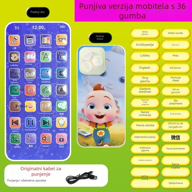 Edukativna igračka za rano učenje – priča, punjivo interaktivno učenje za djecu 0–3 godine, MP3 reprodukcija i emocionalna interakcija, plastično kućište s likom Microceratops