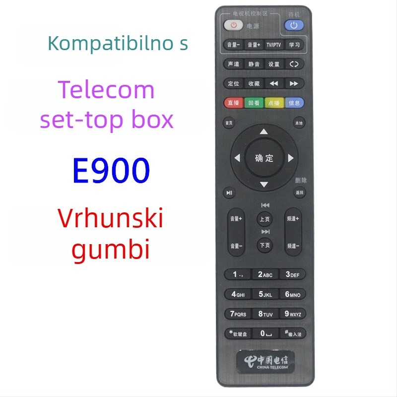 Daljinski upravljač za Skyworth E900/950 RMC-C285 mrežni set-top box (model JZ-YK-0724) Jingzhu Tianhong, domet oko 10 m