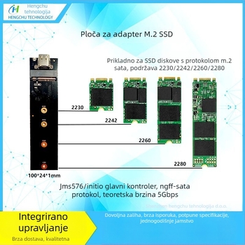 Adapter kartica M.2 NGFF NVMe na USB 3.0 Type-C (JMS576/JMS583)