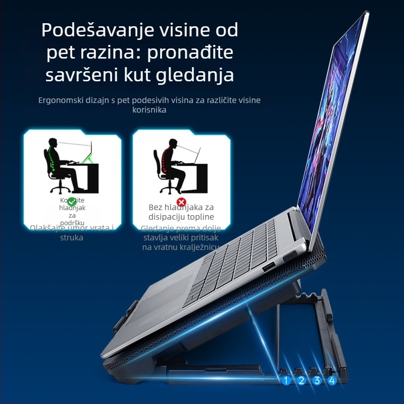 X2 Dvoventilatorski hladnjak za prijenosna računala — plastični radiator, tih rad, 2 ventilatora, 800 g