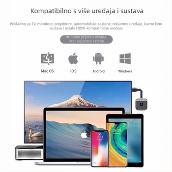 Bežični primopremnik za zrcaljenje zaslona za pametne telefone — HDMI izlaz, 480p, 128MB memorije