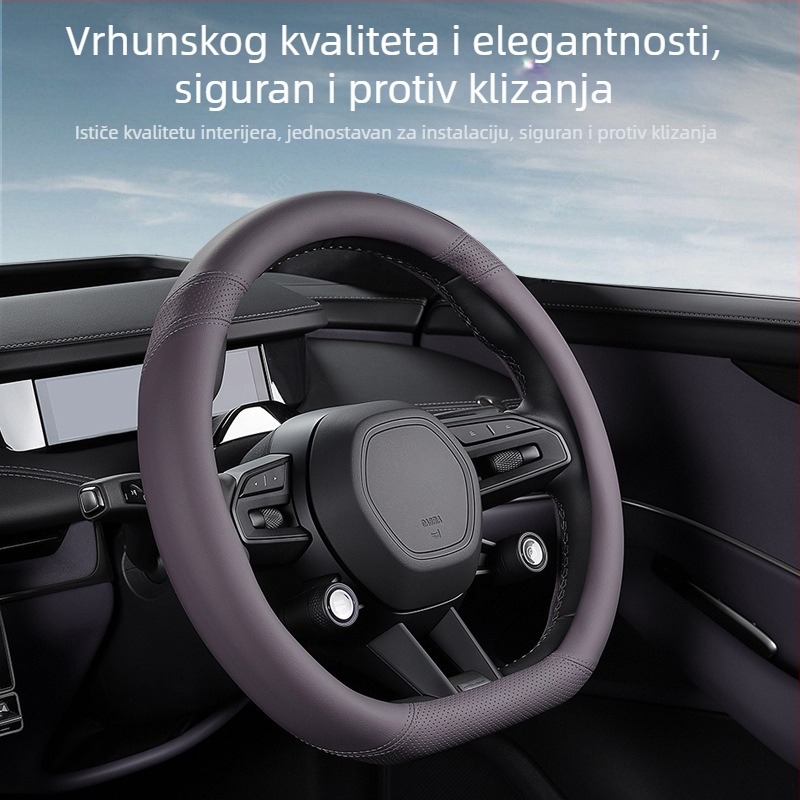 Izuzetno tan pokrov za volan za sve sezone — protuklizan, upija znoj, prirodna vlakna, premium kvalitete, univerzalna prilagodba