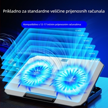 N22 laptop hladnjak s 2 ventilatora, ABS kućište, aktivno hlađenje
